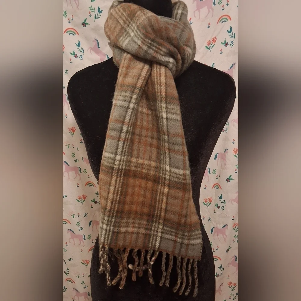 EUC Polo Ralph Lauren Reversible Plaid & Gingham Wool Blend Casual Unisex Scarf